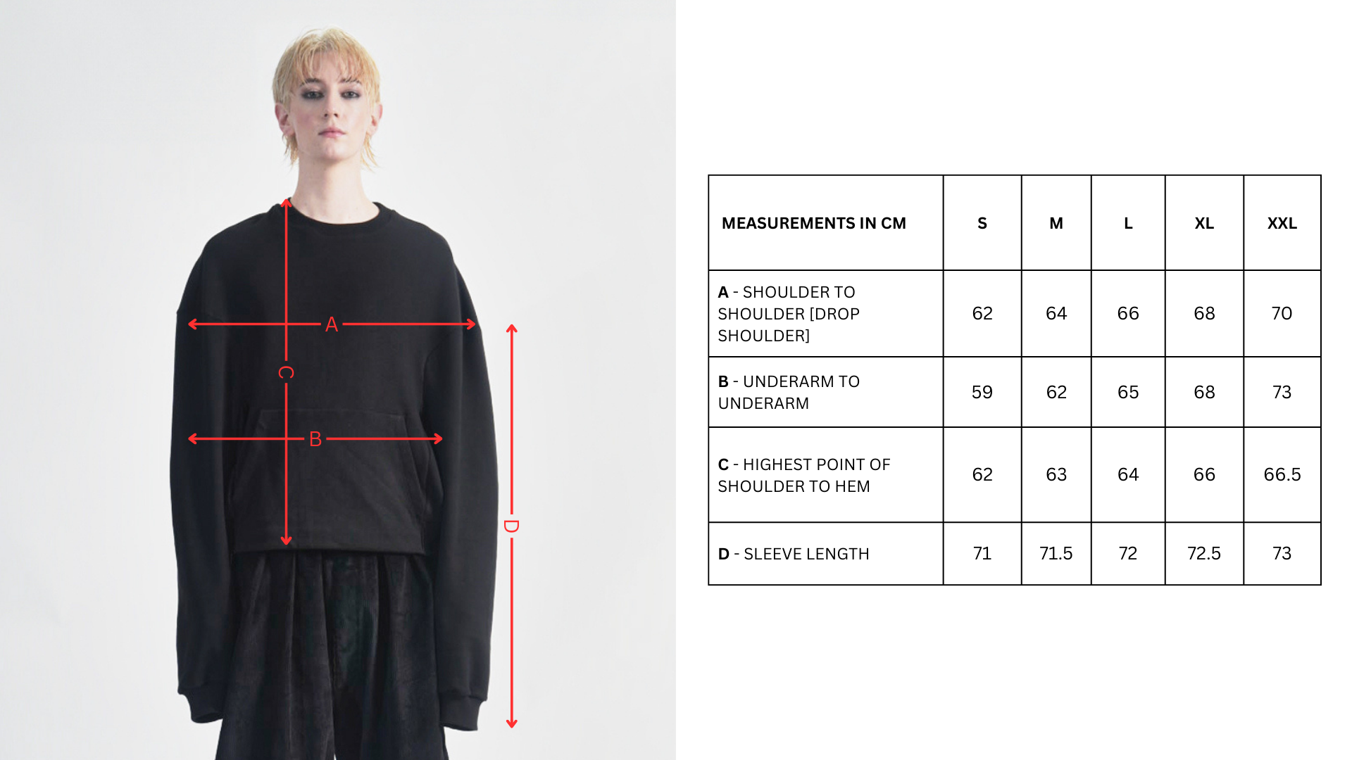 Hoffman Crewneck Size Chart