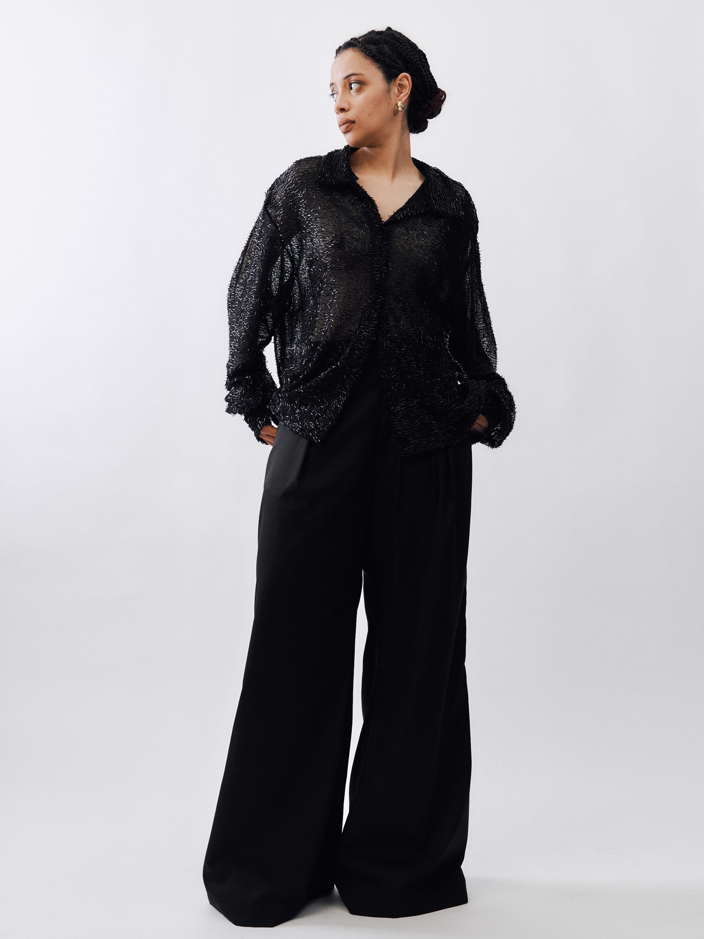 Marq Shirt – Black Beaded Mesh