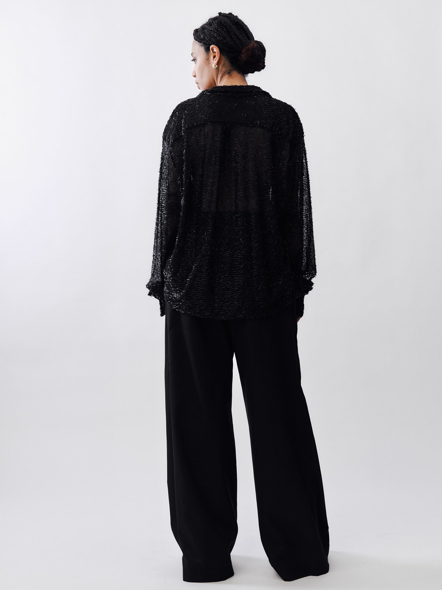 Marq Shirt – Black Beaded Mesh