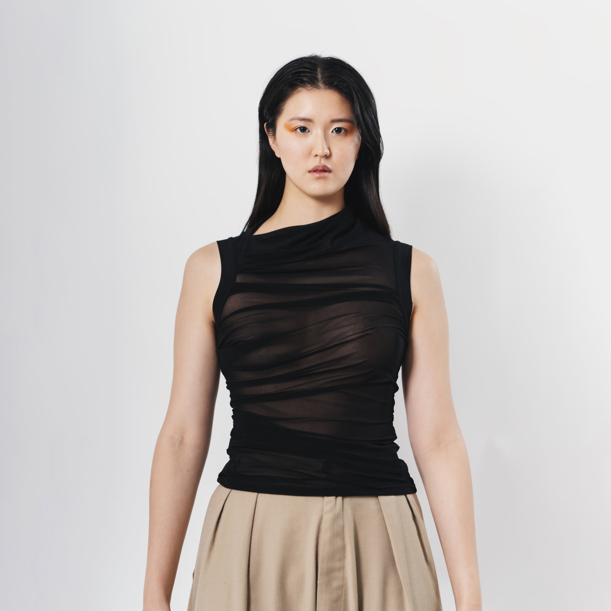 Paloma Top - Black Mesh | Hand Draped Fluidity NZ Sale