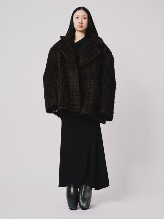 Hoffman Coat- Wool (Below hip Cut) Brown/Black Tattersall | ONE-OFF