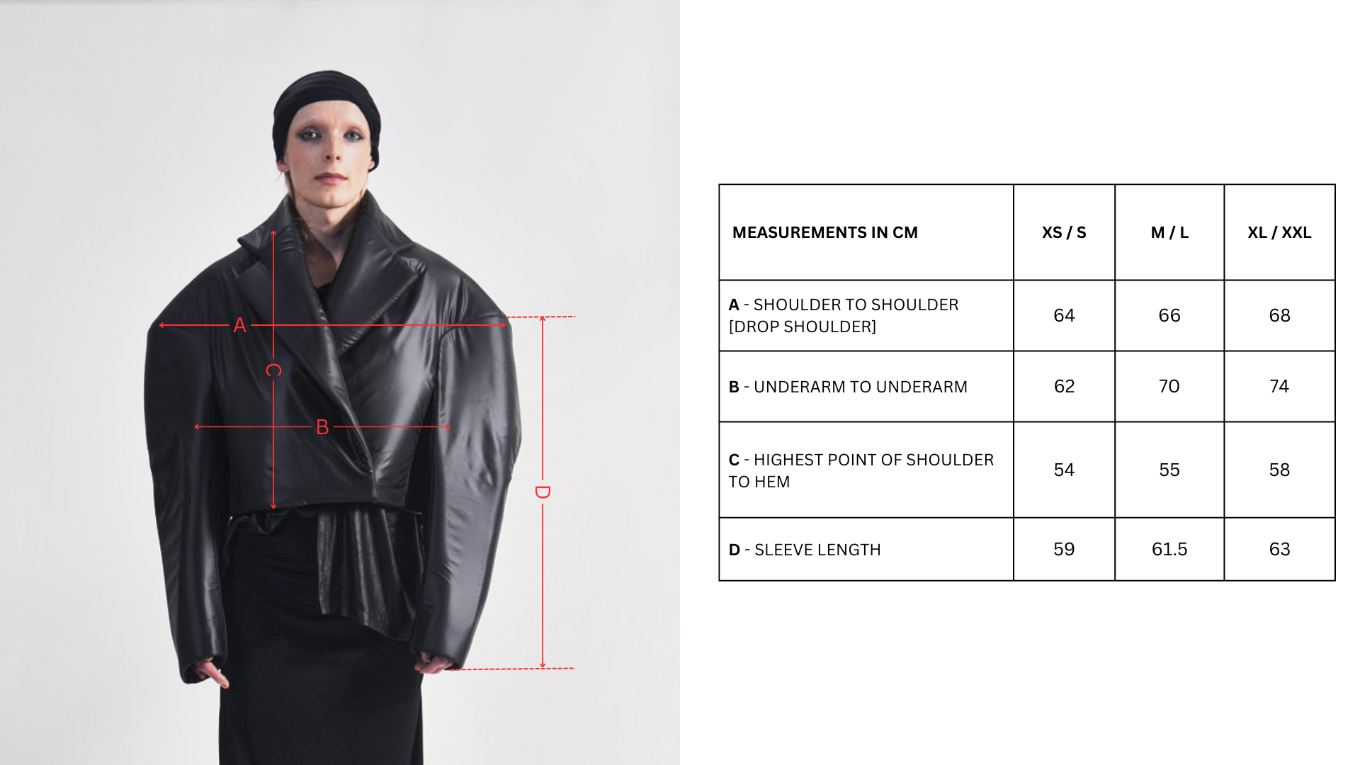 Hoffman Hybrid Puffer Jacket Size Chart