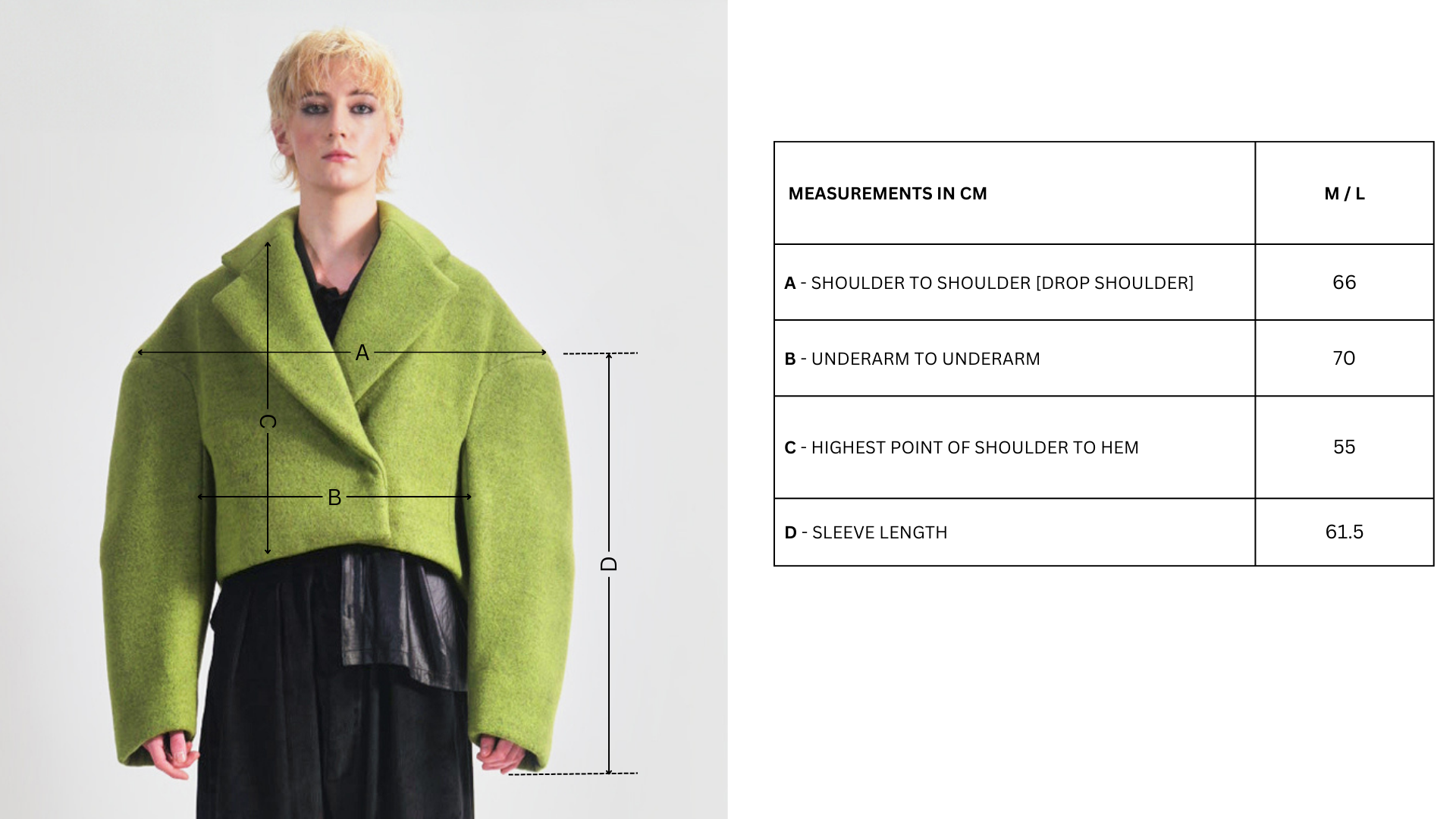 Hoffman Hybrid Puffer Jacket in Moss Green Size Chart