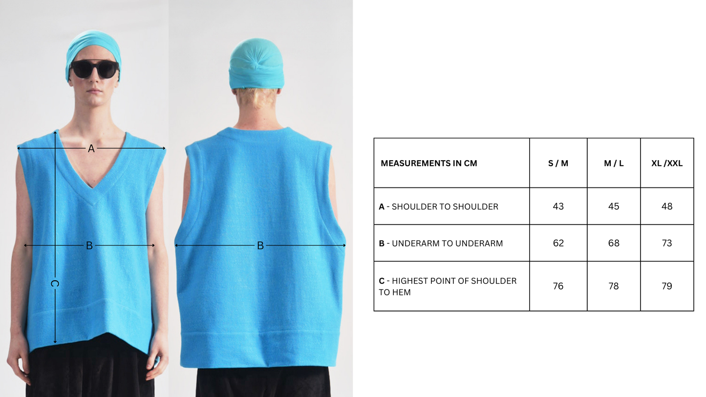 Vivid Cerulean Blue Wool oversized vest.