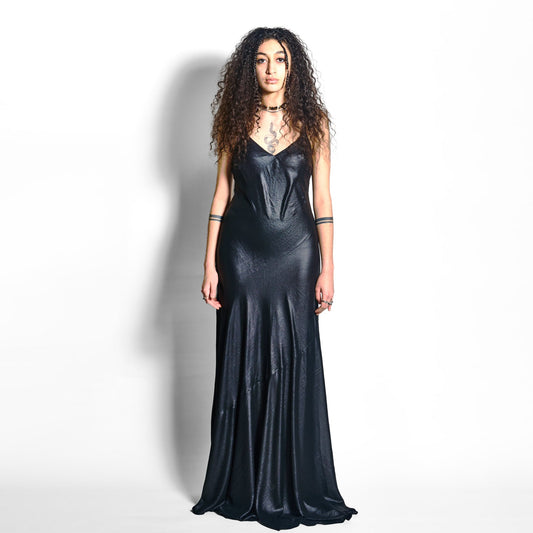 Liquid Black Ashleigh Slip Dress - Front View