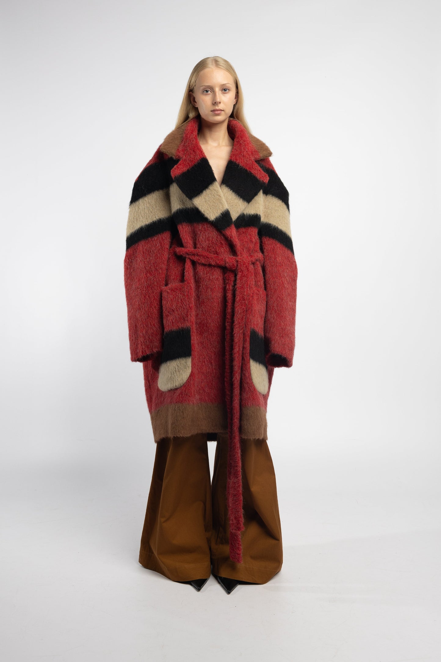 Hoffman Mohair multi colour coat with tie front 