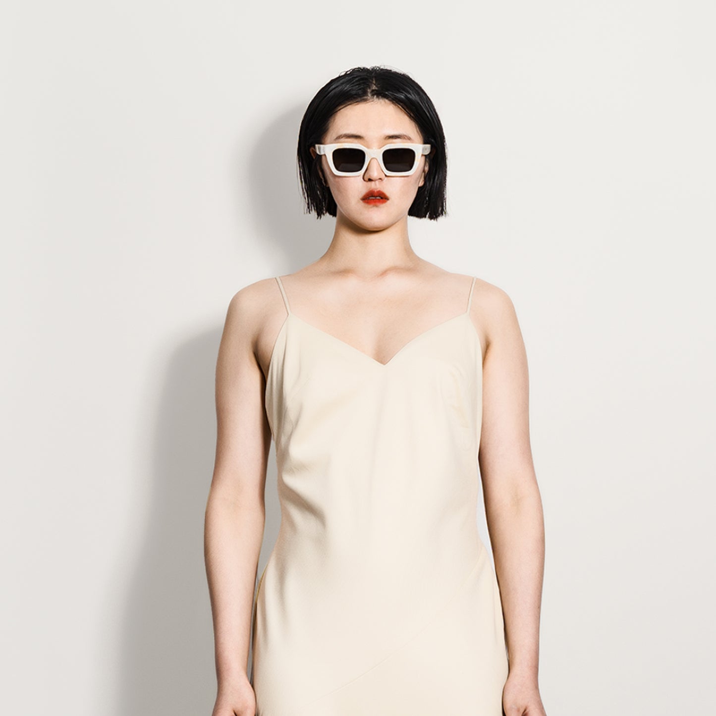 Pear Sorbet/light Beige colour bias cut slip dress cropped image