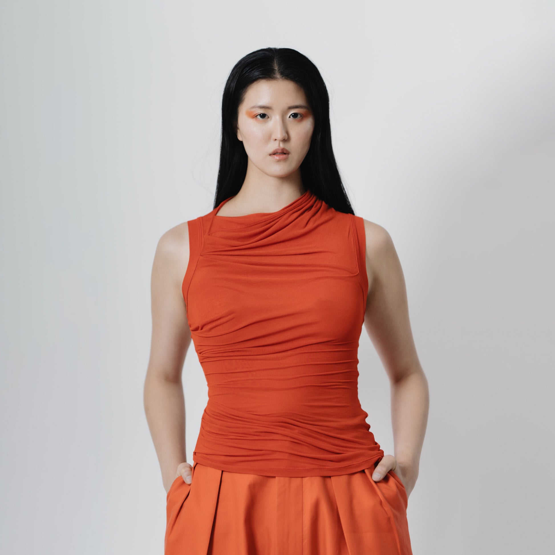 Paloma Top - Mandarin | Hand Draped Fluidity NZ sale 